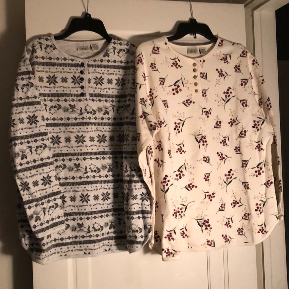 2 (two) long sleeved 5 button Henley shirts
